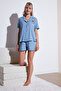 Shirt Collar Elastic Waist Short Sleeve Shorts Pajama Set Pajama Set 611Pt00065