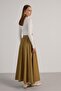 Women's Oil Green Patchwork Detailed Premium Long Skirt 30054 - 3