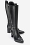 Lumin Black Skin Genuine Leather Women's Thick Heeled Boots