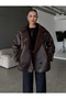 Laminated Buttoned Plush Coat