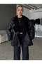 Laminated Buttoned Plush Coat