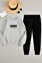 Unisex Los Angeles Printed Oversize Crew Neck Sweatshirt 2-Piece Tracksuit Set