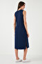 Regular Fit Crew Neck Slit Detail Basic Midi Dress Dress 5866160 - 7