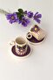Handmade Design Purple Floral Log 2-Person 4-Piece Coffee Cup Set