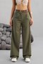 Women's High Waist Belt Detailed Elastic Waist Loose Palazzo Fabric Trousers
