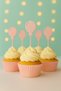 Pink Balloons Birthday Cake Decoration Set - Happy Birthday Cake Lettering - Balloon Cupcake Picks - 6