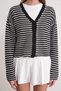 Women's V-Neck Thin Striped Knitwear Cardigan Black 6948 - 7