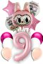 9 Year Old Labubu Balloon Themed Birthday Set Pink Number Flying Balloon Macaron Pink White Balloon