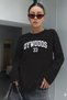 Women's Crew Neck Oywouos Printed Oversize 100% Cotton Long Sleeve T-Shirt