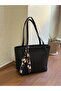 Faux Leather Women's Shoulder Bag with Scarf Detail - 3