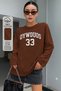 Women's Crew Neck Oywouos Printed Oversize 100% Cotton Long Sleeve T-Shirt