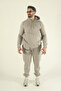 Men's Winter Fleece-Lined Puff Fabric Hooded 3-Thread Side Pocket Tracksuit Set - Stone - 5