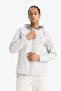 Water Repellent Softshell Fleece Regular Fit Hooded Zippered Seasonal Spring Raincoat - 3