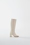 Lujinstore Black High Heeled Zippered Leather Long Women's Boots - 7