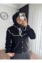 Women's Skirt Top with Bow Detail Pinterest Hijab Cardigan - Black - 5