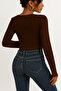 Elastic Blouse High Waist Long Sleeve Square Neck Knitted Fabric Spring Autumn Winter Blouse - 4