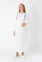 Women's Gray Shawl Collar Patterned Full Length Winter Long Sleeve Special Design Maternity Nightgown Nightdress Set - 3