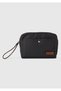 Men's Black Cotton Blend Wallet with Logo Detail
