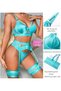 Women Lingerie Sets with Garter Belt 4 Pieces Lace Teddy Babydoll Bodysuit MG06 - 3