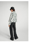 Women's Ecru-Green Viscose Blend Floral Pattern Boxy Fit Shirt - 3