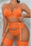 Women Lingerie Sets with Garter Belt 4 Pieces Lace Teddy Babydoll Bodysuit MG06 - 4