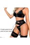 Women Lingerie Sets with Garter Belt 4 Pieces Lace Teddy Babydoll Bodysuit MG06 - 3