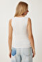 Square Neck Gathered Stretchy Knitted Blouse Lfw0007 Bone - 4