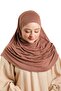 Khaki Practical Ready-To-Wear Hijab Scarf with Viscose Bonnet Large Size 1290Bv_09 - 4