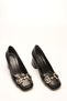 BLACK SKIN BUCKLE WOMEN HEELS