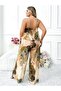 Plus Size Patterned Thin Strap Chiffon Pajama Set - 3