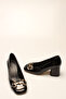 Black Patent Buckled Women's Heeled Shoes - 3