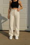 Cream Women's High Waist Loose Jeans Palazzo Denim Pants Lycra-3