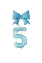 Blue Color Bow Number Foil Balloon Set Age 5
