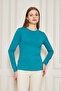 Women's Crew Neck Long Sleeve Basic T-Shirt - 100% Cotton Casual T-Shirt-Petrol - 7