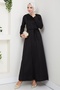 Akten Drawstring Scuba Dress 1619 - Black - 6