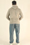 Men's Basic Winter Soft Textured Sweatshirt - Stone Regular Kangaroo Pocket Hoodie - 3