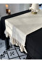 Natural Linen Rectangular Runner with Ruffles on Two Sides 50X150Cm - 4