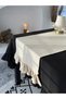 Natural Linen Rectangular Runner with Ruffles on Two Sides 40X120Cm - 2