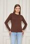 Women's Crew Neck Long Sleeve Basic T-Shirt - 100% Cotton Casual T-Shirt - Brown - 6