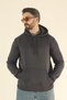 Men's Basic Winter Soft Textured Sweatshirt - Dark Smoked Regular Kangaroo Pocket Hoodie - 8