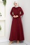 Akten Drawstring Scuba Dress 1619 - Burgundy - 4