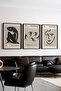 Wooden Black Framed 3-Piece Modern Painting Set Huhu255 - Three-Piece Painting Set Black Frame