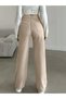 Cream Wide Leg Women's Casual Stretch Fabric Pants Jean Palozzo Cream Pants-1 - 2