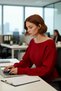 Women's Red Regular Fit Boat Neck Balloon Sleeve Crop Knit Sweater Offers Daytime and Nighttime Elegance - 3