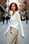 Women's Regular Fit Polo Neck Ribbed Long Sleeve Knit Sweater Basic Winter Design Offering Elegance