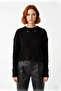 Women's Oversized Openwork Hollowed Out Crew Neck Low Sleeve Crop Knit Sweater Complements Your Casual Chic - 2