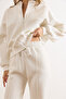 Women's White Zippered Top with Stitching Detail on the Bottom Tracksuit Set Etkm-0000085 - 5