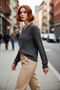 Women's Acrylic Openwork V-Neck Knitwear Sweater Offers Comfortable Regular Fit Low Sleeve Winter Everyday Elegance.