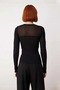 Women's Fitted Cut Transparent Detailed Openwork Crew Neck Mercerized Look Knitwear Sweater - 4