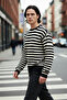 Men's Oversized Crew Neck Striped Knit Sweater Ribbed Woven Long Sleeve Basic Relaxed Fit